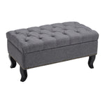 Livingandhome Modern Nailhead Trim Buttoned Ottoman Bench, ZH0823