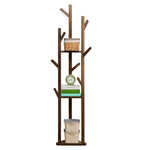 Wooden Coat Rack Stand with 3 Shelves for Entryway, SP2509