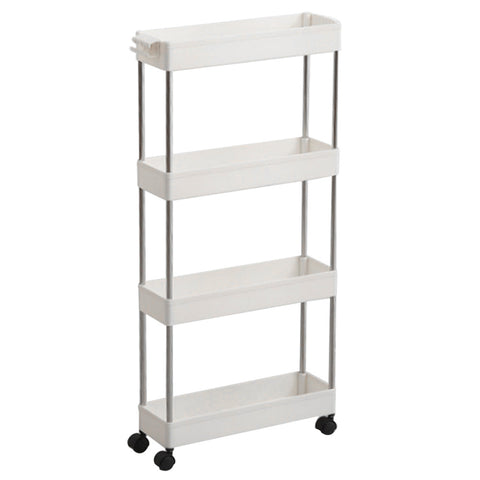 Slim Standing 4-Tier Corner Storage Rack Shelf Plastic for Kitchen Bathroom, WH0707