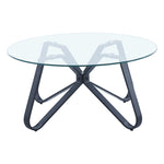 Livingandhome Round Coffee Table Modern Sofa Side Table with Glass Top, ZH1151ZH1152