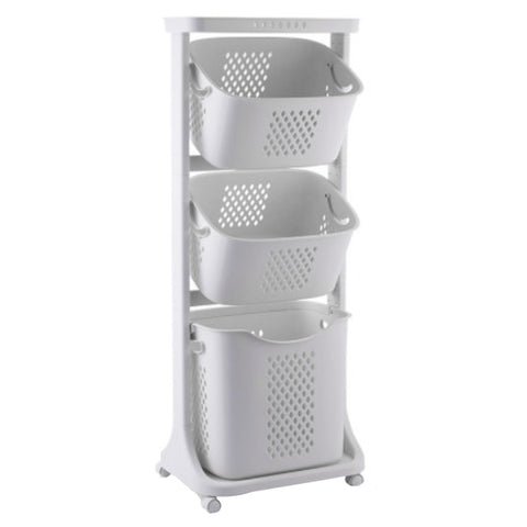 Livingandhome Laundry Basket Bathroom Clothes Storage on Wheels, WH0831