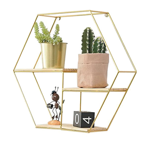 Modern Metal Hexagonal Wall Mount Shelving Unit, SP2325