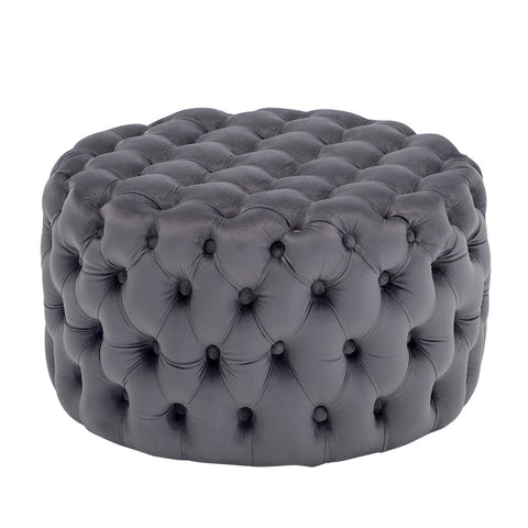 Round Velvet Upholstered Buttoned Footstool, JM1408