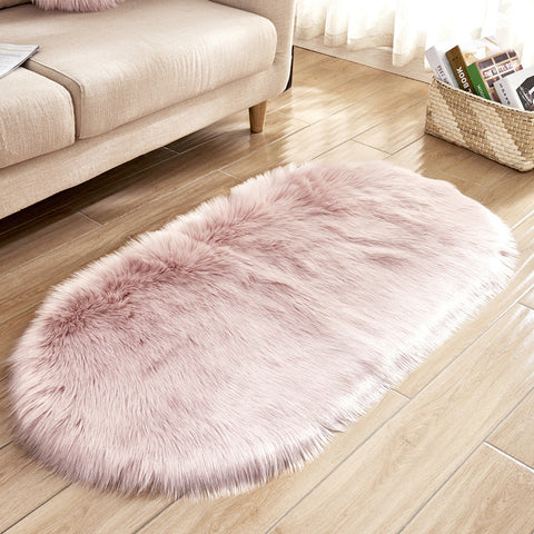 Livingandhome Oval Super Soft Shaggy Area Rug Pink, SP0827