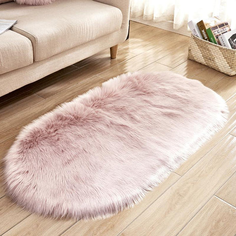 Livingandhome Oval Super Soft Shaggy Area Rug Pink, SP0829