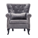 Livingandhome Modern Velvet Upholstered Wingback Armchair with Cushion, JM1128