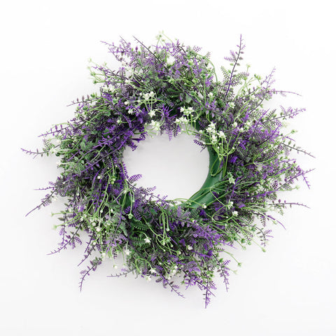 Livingandhome Round Artificial Lavender Flower Wreath, SP0518