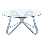 Livingandhome Round Coffee Table Modern Sofa Side Table with Glass Top, ZH1153ZH1154