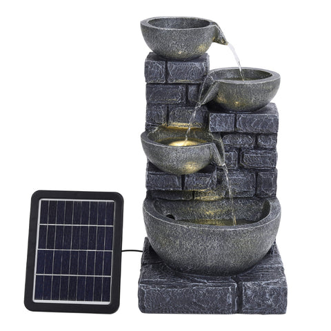 Livingandhome Rustic Solar Water Fountain with LED Lights, AI1050