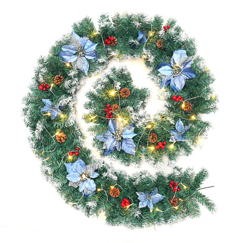 270cm Spruce Artificial Greenery Christmas Garland with 50 LED Warm White Lights, PM0407