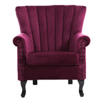 Livingandhome Vintage Old-fashion Velvet Wing Back Armchair with Studs, JM0896