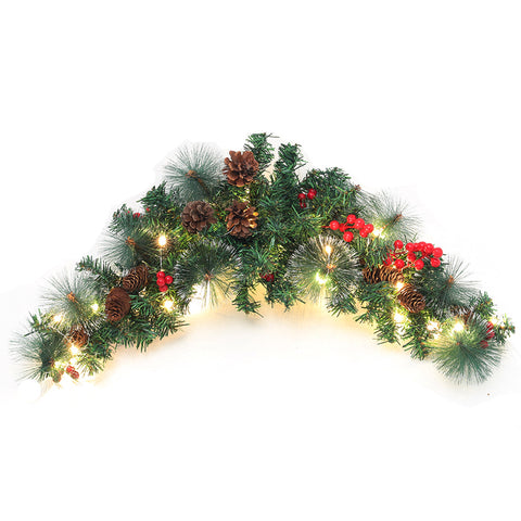 Frosted Pine Cone Swag with LED Light String Hanging Door Decor, SC0119