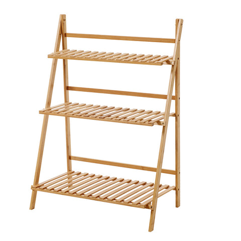 Livingandhome 3-Tier Foldable Wooden Ladder Shelf Natural, SP1973