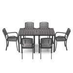 Livingandhome 6-Seater Wood Effect Garden Dining Table and Chairs Set, LG1026LG1030LG1031