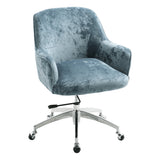 Velvet Upholstered Wheeled Swivel Office Chair, JM2083