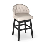 Livingandhome Linen Studded Low Back Swivel Bar Stool, 2 Pcs, ZH1047