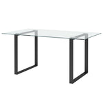 Livingandhome Modern Tempered Glass Dining Table with Black Base, ZH1177ZH1178