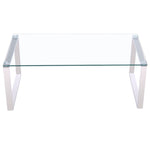 Livingandhome Modern Tempered Glass End Table with Chrome Base, ZH0863