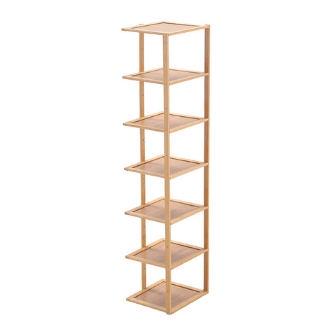 Livingandhome 7 Tiers Bamboo Shoe Rack Entryway Hallway Shoe Shelf, SW0381