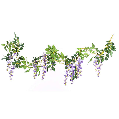 Livingandhome 2pcs Lifelike Hanging Wisteria Flowers Garland, SP0450