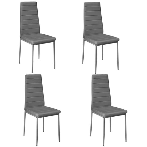 Livingandhome Set of 4 Modern Faux Leather Armless High Back Dining Chairs, JM0204