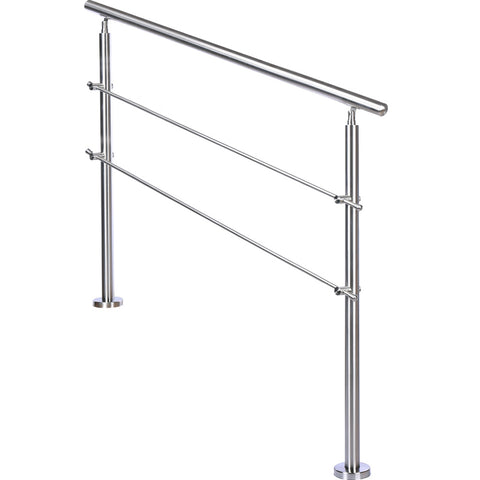 Livingandhome Silver Floor Mount Stainless Steel Handrail for Slopes and Stairs, LG0346