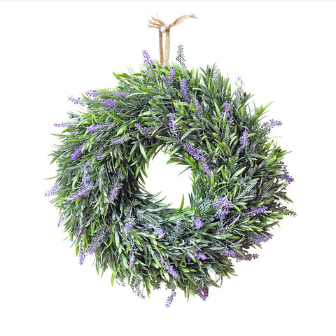 Livingandhome 30CM Round Artificial Lavender Hanging Wreath for Decoration, SP0178