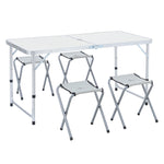 Livingandhome Folding Picnic Table with 4 Stools Portable Lightweight Aluminum Table Stools Set, CX0422