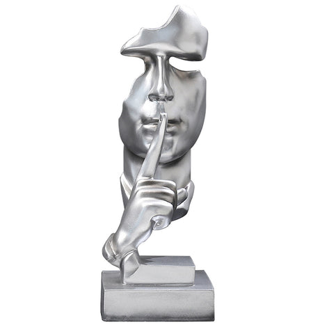 Abstract Silence is Gold Resin Thinker Statue, SP2266