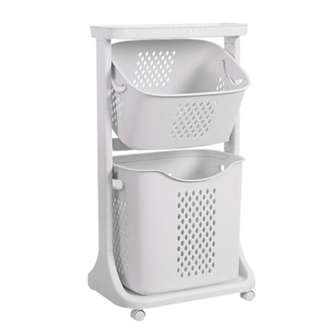 Livingandhome Laundry Basket Bathroom Clothes Storage on Wheels, WH0830