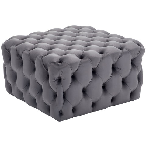 Livingandhome Square Velvet Upholstered Buttoned Footstool, JM1404