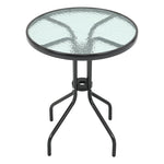 Modern Round Metal Garden Table with Tempered Glass Tabletop, LG0785