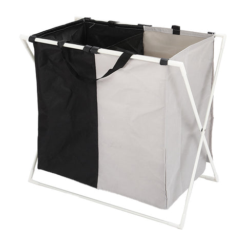 Livingandhome 2 Section X-Framed Laundry Sorter Hamper with Lid and Handle, WZ0031