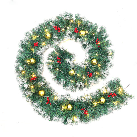 270cm Pre-lit Artificial Greenery Christmas Garland Decor, PM0410