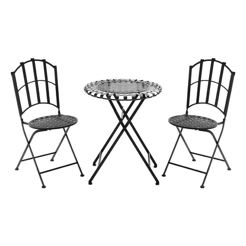 Livingandhome Garden Metal Folding Chairs and Table Set, LG1040LG1041