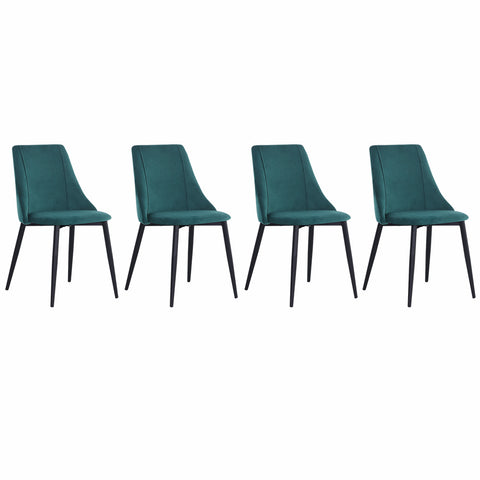 Set of 4 Velvet Upholstered Dining Chairs with Metal Legs, JM2010