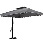 Livingandhome Corrugated Edge Square Canopy Outdoor Cantilever Parasol with Cross Base, LG0814