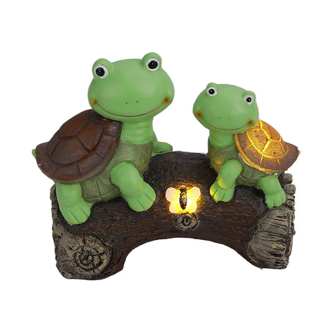 Livingandhome Garden Ornament Turtle Figurine with Solar Lights Tortoise Statue Lawn Decor, SW0433