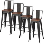 Livingandhome Set of 4 Metal Frame Industrial Style High Chair Bar Stool, ZH0263