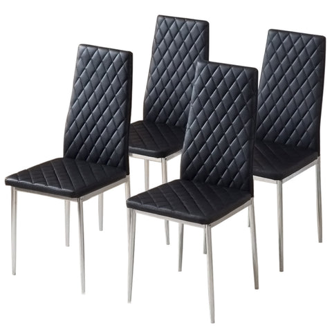 Livingandhome PVC High Back Modern Dining Chairs Set of 4, HG0677