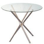 Livingandhome Tempered Glass Crossover Round Dining Table, ZH1094ZH1095