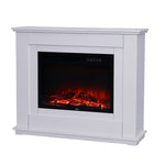 Electric Fireplace with White Wooden Mantel, PM0400PM0401