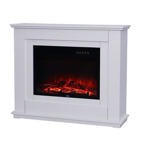 Electric Fireplace with White Wooden Mantel, PM0400PM0401