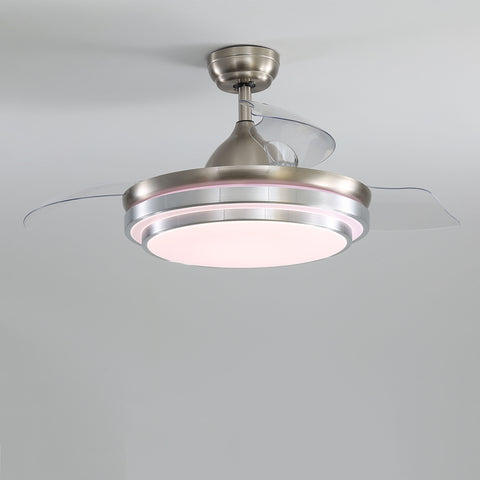 Livingandhome Contemporary 3-Blade Tiered LED Ceiling Fan Light with Retracted Blades, DM0178