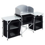 Camping Kitchen Stand Unit Storage Portable Outdoor Black, AI0707