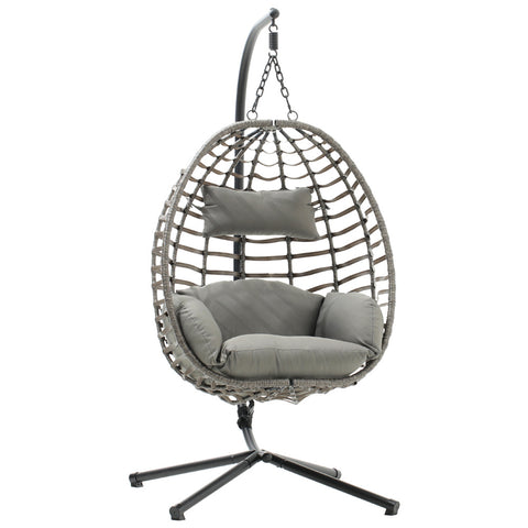 PE Rattan Egg Swing Chair Garden Relaxing Hammock with Cushions, AI0805