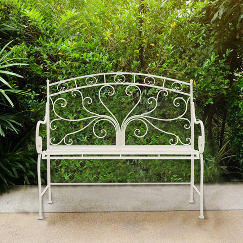 Folding Vintage 2 Seater Scroll Swan Iron Leisure Bench, AI0900