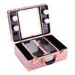 Livingandhome Makeup Travel Case Cosmetic Organizer with LED Light Mirror, DM0143