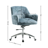 Velvet Upholstered Wheeled Swivel Office Chair, JM2083