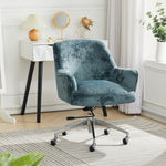 Velvet Upholstered Wheeled Swivel Office Chair, JM2083